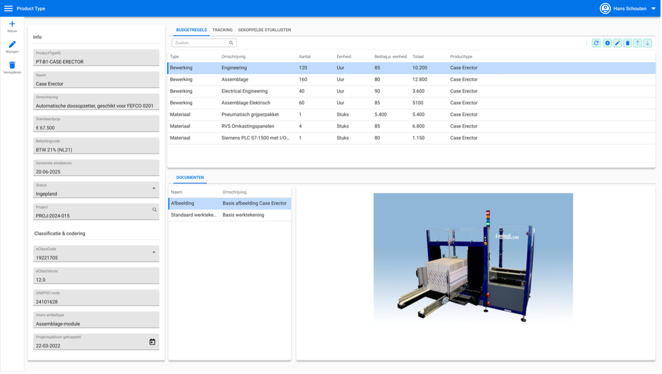 Producttypes in Starcode ERP